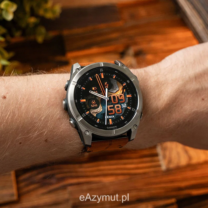 fenix 8 51 mm amoled sapphire titanium z kasztanowym skorzanym paskiem